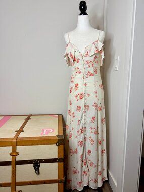 🪭 Denim & Supply Ralph Lauren Josephine Floral Ruffle Cutout Maxi Dress S